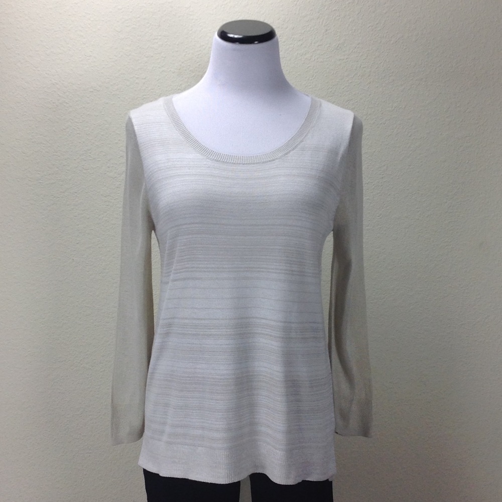 Mossimo Supply Co. Tan & Cream 3/4 Sleeve Top